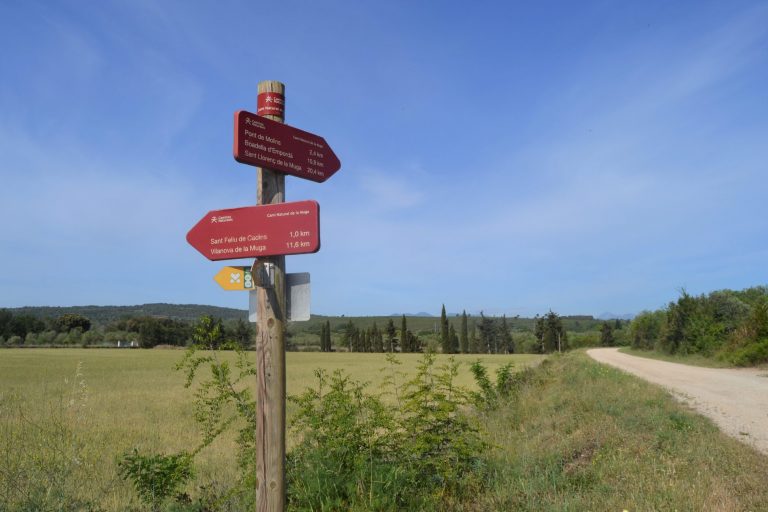 carteles en cruce de caminos de La Muga